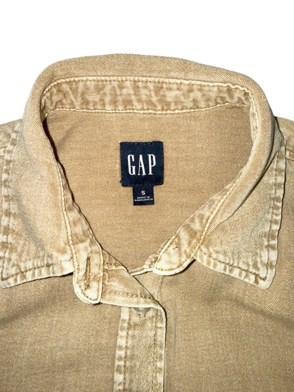 GAP Denim Boyfriend Shirt In New Sand Beige Size Small - Picture 8 of 9